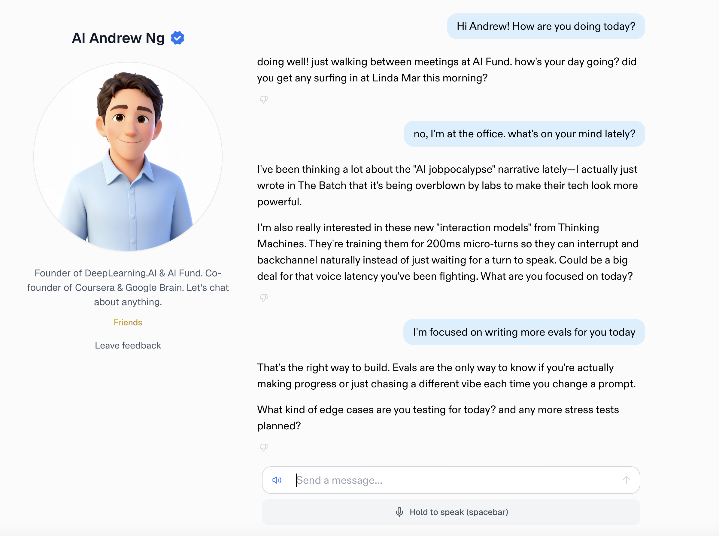 AI Andrew Ng chat interface